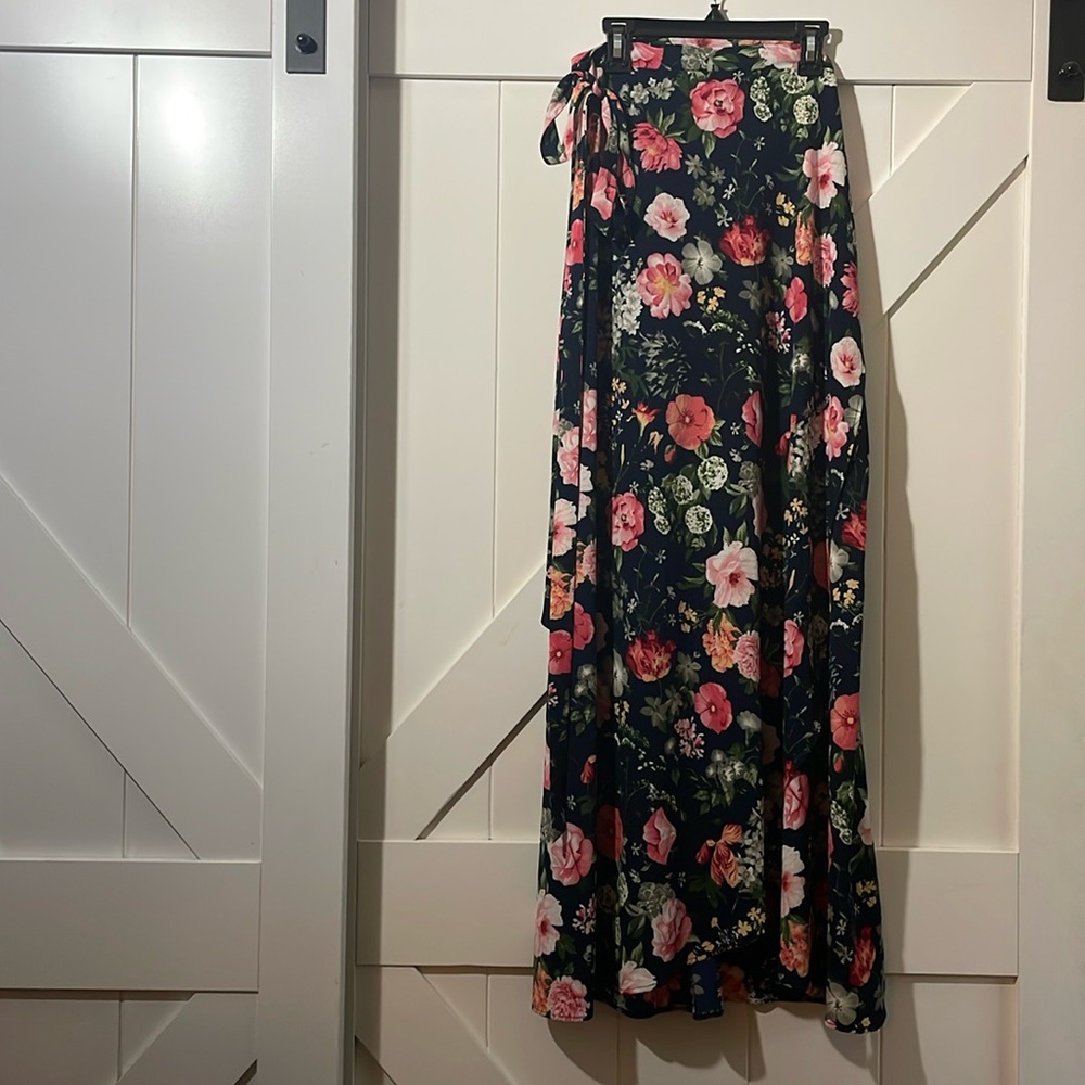 Love in maxi floral wrap skirt